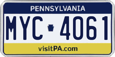 PA license plate MYC4061