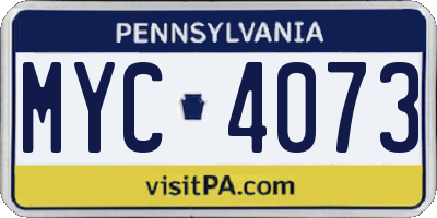PA license plate MYC4073