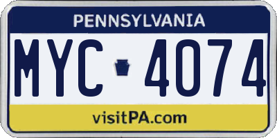 PA license plate MYC4074