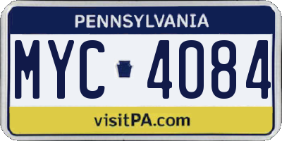 PA license plate MYC4084