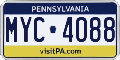 PA license plate MYC4088