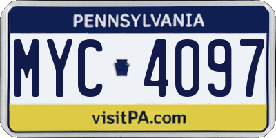 PA license plate MYC4097