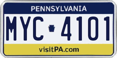 PA license plate MYC4101