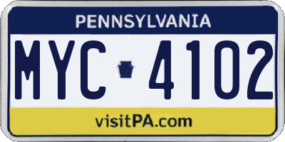 PA license plate MYC4102