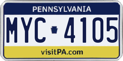 PA license plate MYC4105