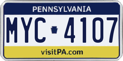 PA license plate MYC4107