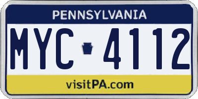 PA license plate MYC4112