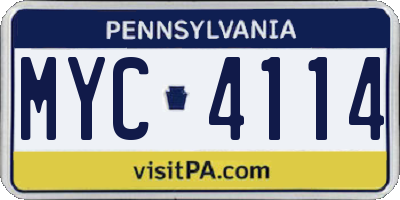 PA license plate MYC4114