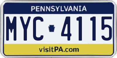 PA license plate MYC4115