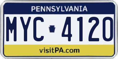 PA license plate MYC4120