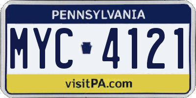 PA license plate MYC4121