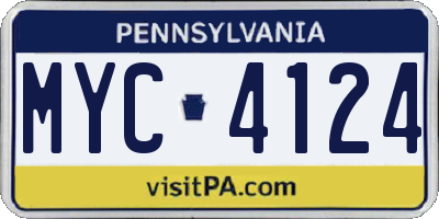 PA license plate MYC4124
