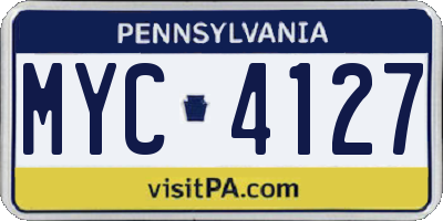 PA license plate MYC4127