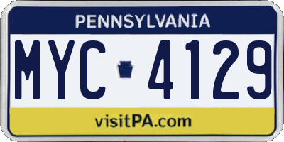 PA license plate MYC4129