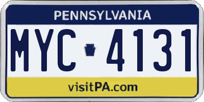 PA license plate MYC4131