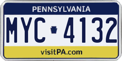 PA license plate MYC4132