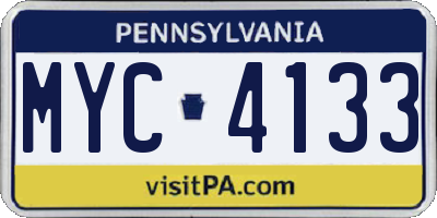 PA license plate MYC4133