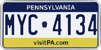 PA license plate MYC4134
