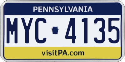 PA license plate MYC4135