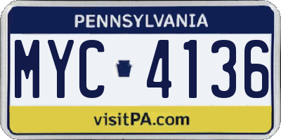 PA license plate MYC4136