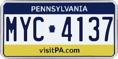 PA license plate MYC4137