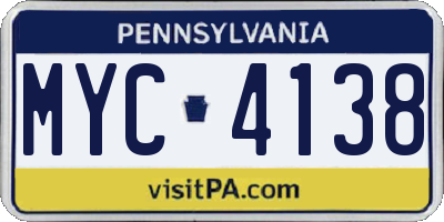 PA license plate MYC4138