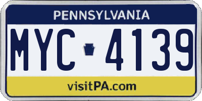 PA license plate MYC4139