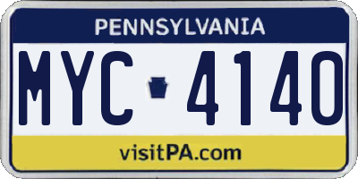 PA license plate MYC4140