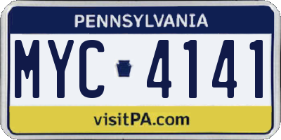 PA license plate MYC4141