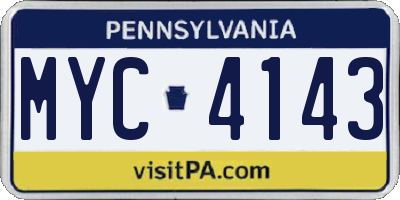 PA license plate MYC4143