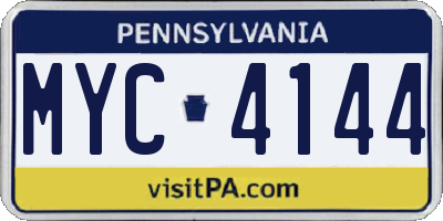 PA license plate MYC4144