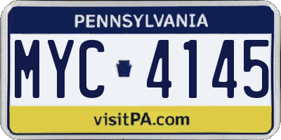 PA license plate MYC4145