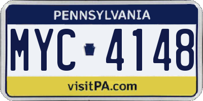 PA license plate MYC4148