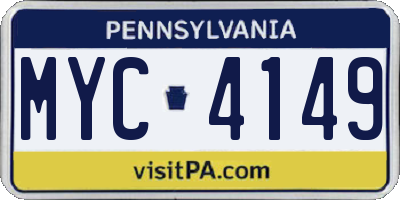 PA license plate MYC4149