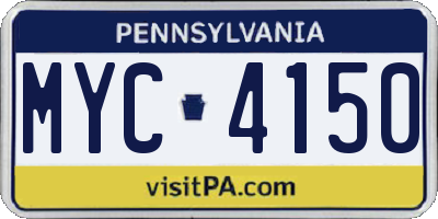 PA license plate MYC4150