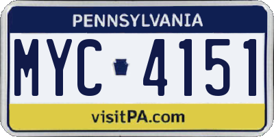 PA license plate MYC4151