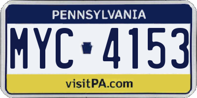 PA license plate MYC4153