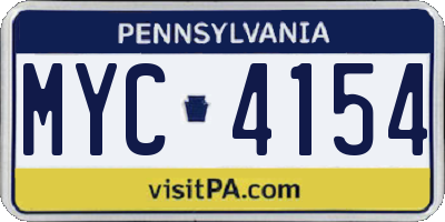 PA license plate MYC4154