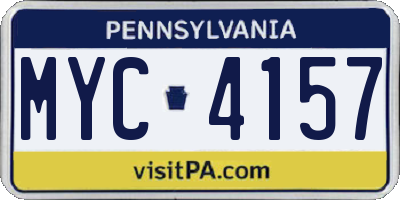 PA license plate MYC4157