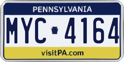 PA license plate MYC4164