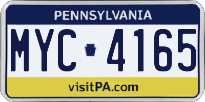 PA license plate MYC4165