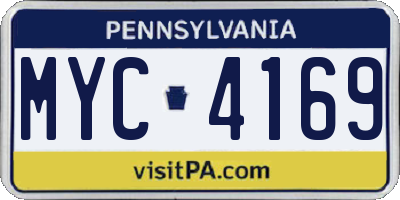 PA license plate MYC4169