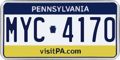 PA license plate MYC4170