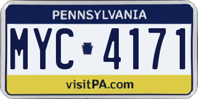 PA license plate MYC4171