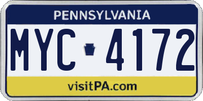 PA license plate MYC4172