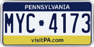 PA license plate MYC4173