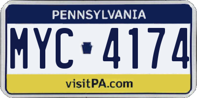 PA license plate MYC4174