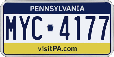 PA license plate MYC4177
