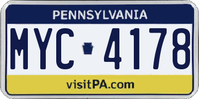 PA license plate MYC4178