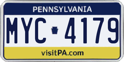PA license plate MYC4179